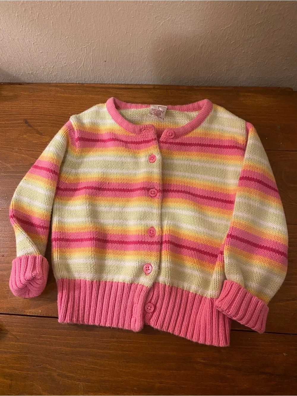 Gymboree Y2K Vintage Toddler Girl’s Striped Pnk/Grn 100% Cotton Cardigan Sz3